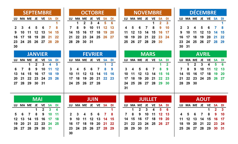 Calendrier scolaire de la MDE